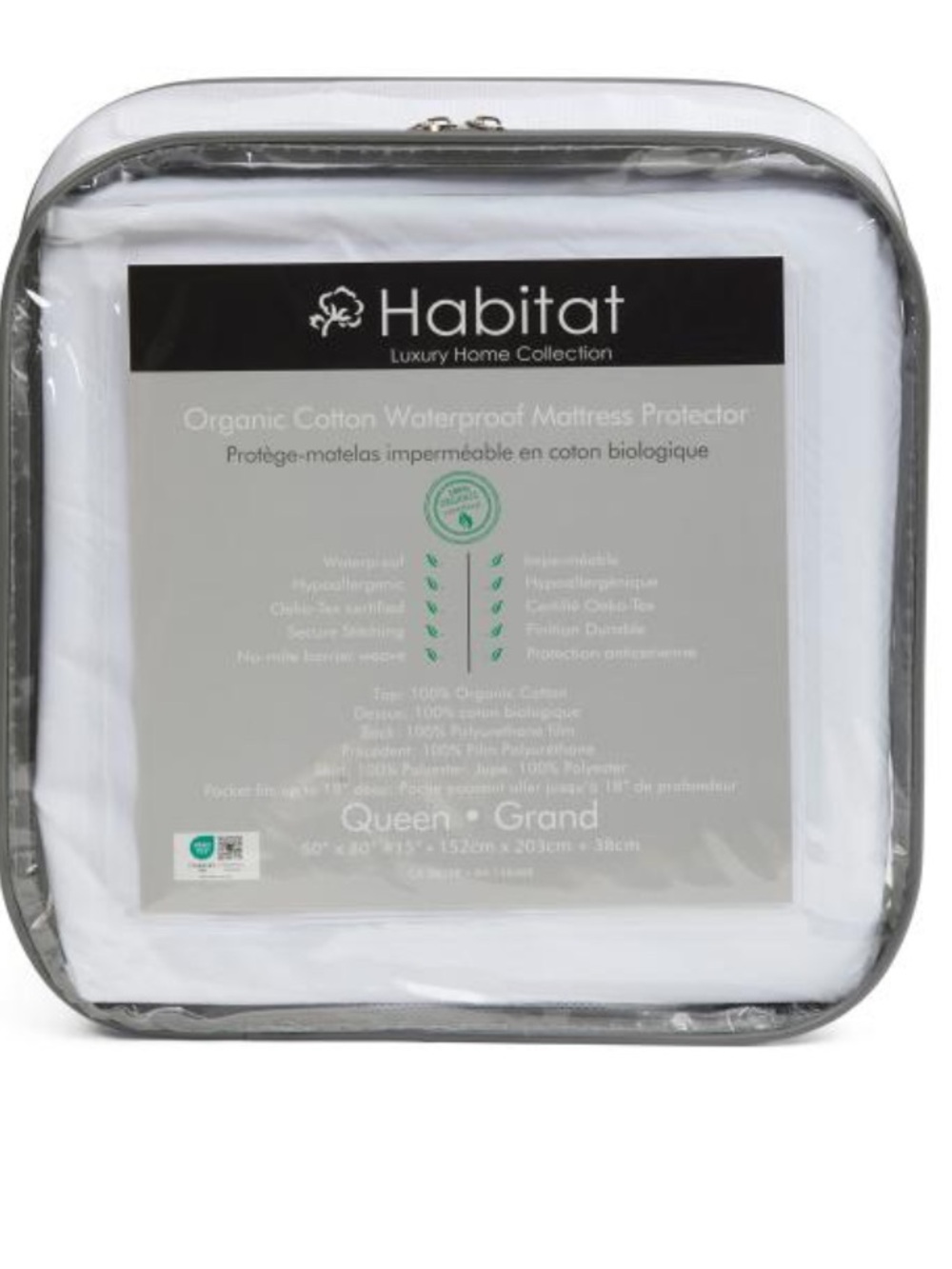 Habitat Waterproof Organic Cotton Mattress Protector - White